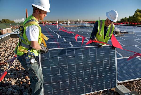 Solar panel installation in progress